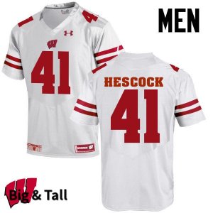Men's Wisconsin Badgers NCAA #41 Jake Hescock White Authentic Under Armour Big & Tall Stitched College Football Jersey SQ31L50KC